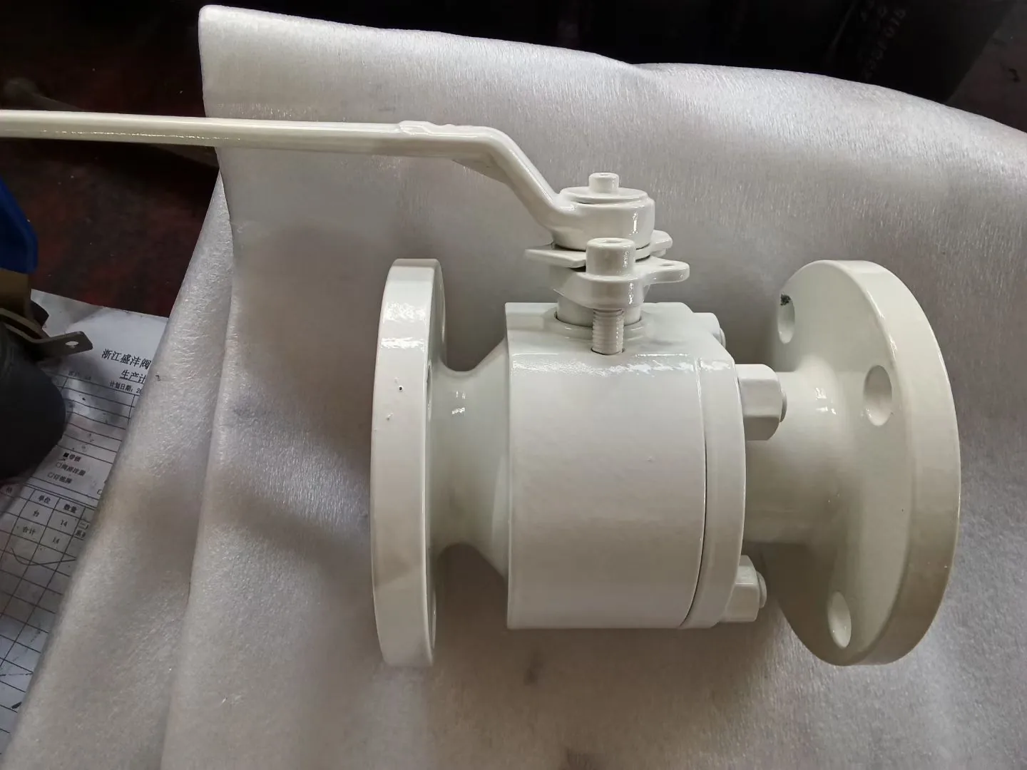 White coated flanged manual ball valve